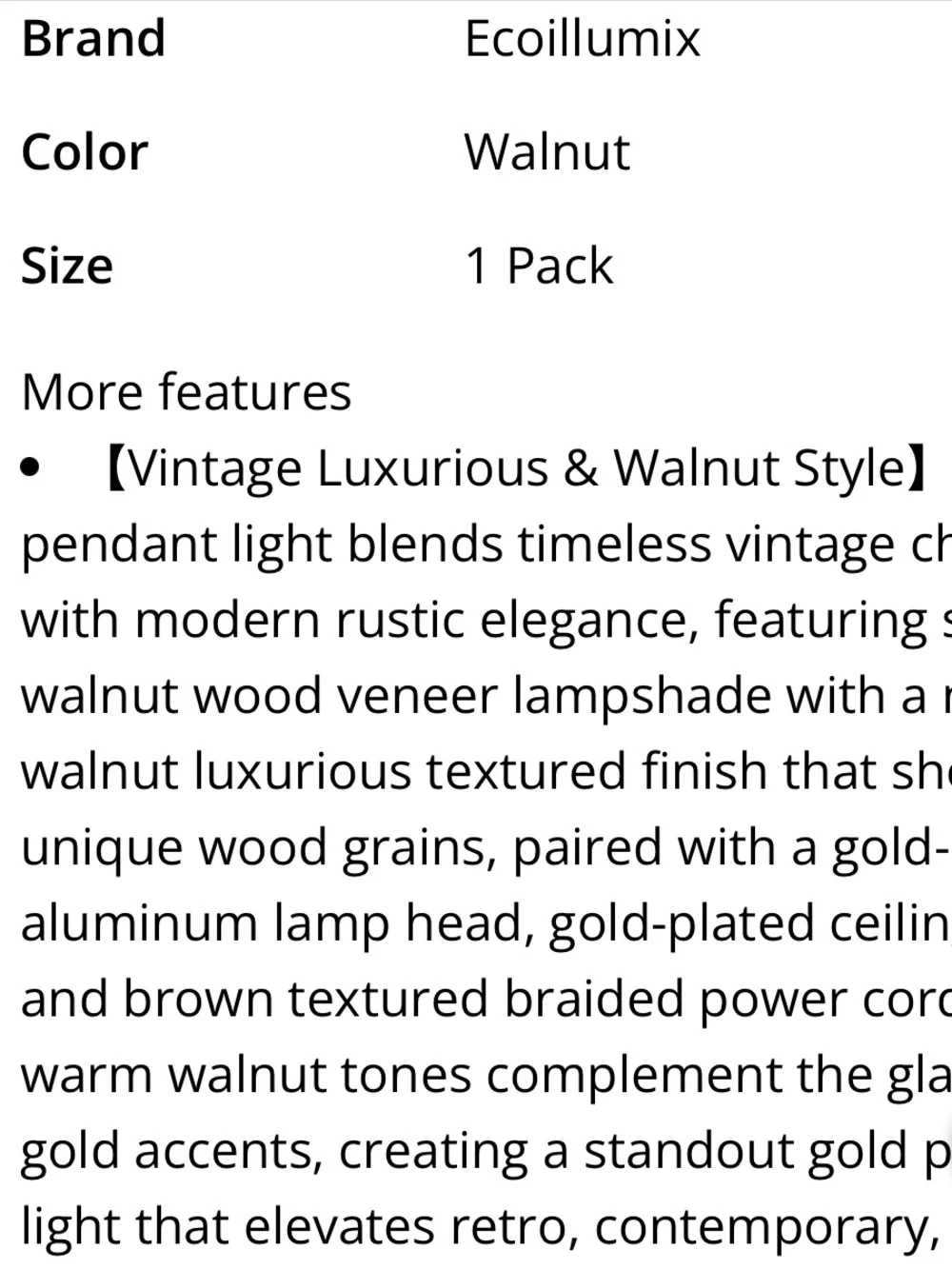 Wood Pendant Light (1-count)  WALNUT